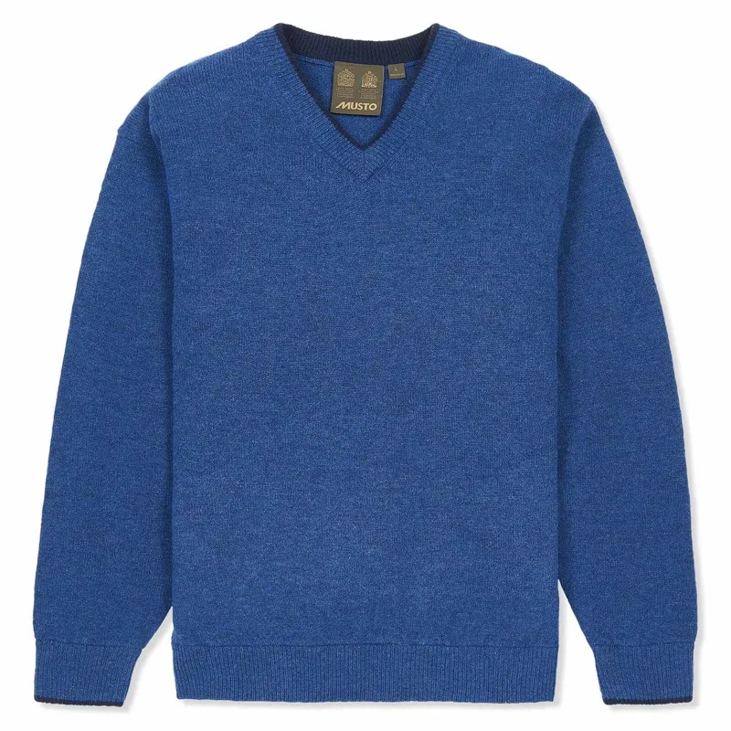 Musto V-Neck Blue Lake Knit Jumper